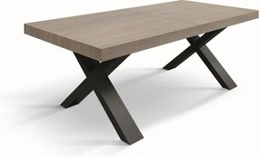 Stół drewniany wiąz perłowy, antracyt, nogi X, wym.160x90-240x90cm - AMALFI