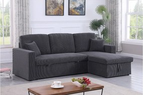 Narożnik sztruksowy "Alain" - 3-osobowy - Szary