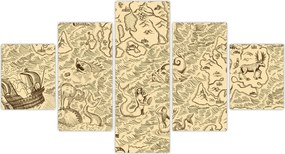Obraz - Zabytkowa mapa, ilustracje (125x70 cm)