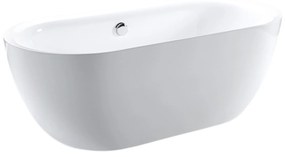 Wanna wolnostojąca akrylowa owalna 170 x 75 cm LARSO z przelewem okrągłym chrom | Możliwa opcja Go Color : Wybierz swój kolor - Twój wybrany kolor z palety RAL