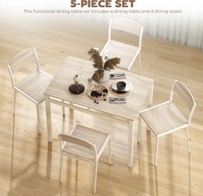 HOMCOM Zestaw do jadalni 5 części Stół i krzesła w odcieniach szarości i bieli Elegancki design | Aosom PL