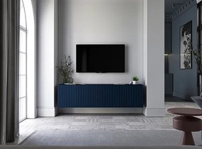 Granatowa wisząca szafka na TV z lamelami - Filo 6X