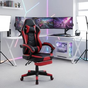 Fotel gamingowy z wysuwanym podnóżkiem Viper, kolor czarno-czerwony