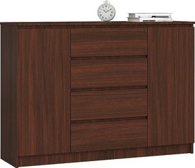 Komoda AKORD K140 Wenge 138 cm 2 drzwi 4 szuflady kolor Wenge mat 4 półki 138x40x99 cm