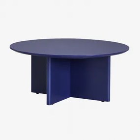 Okrągły Stolik Kawowy Z Mdf (ø80 Cm) Saonara Df Azul Oscuro |df Dark Blue - Sklum