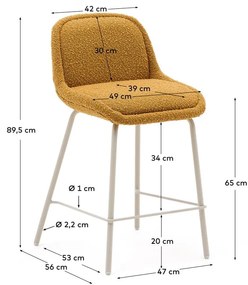 Musztardowy hoker (wysokość siedziska 65 cm) Aimin – Kave Home