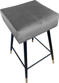 Hoker MAX krzesło barowe tkanina Welur podstawa metalowa : Kolor nogi - Czarno-złota stożek, Kolor tkaniny - VELVET - MG17, Typ siedziska - Siedzisko stałe