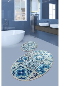 Niebieskie dywaniki łazienkowe zestaw 2 szt. 60x100 cm Ceramic – Foutastic