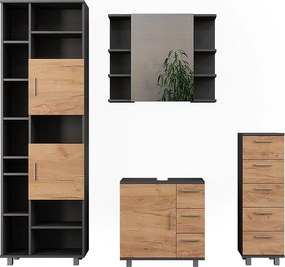 Zestaw mebli łazienkowych antracyt/złoty dąb 60.2x33x60.8 ilias
