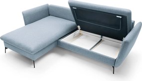 Masseno Narożnik FERRO z funkcją spania i pojemnikiem na pościel Narozniki L, Rozkładana sofa - Niebieski, SOLID 73