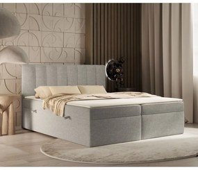 Jasnoszare łóżko boxspring ze schowkiem 180x200 cm Novento – Maison de Rêve