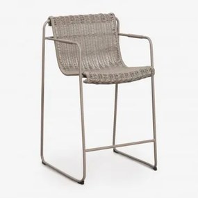 Taboret Ogrodowy Wysoki, Sztaplowany, Z Podłokietnikami, Z Rattanu Syntetycznego I Stali Revia Moka Brown & ↑65 Cm - Sklum