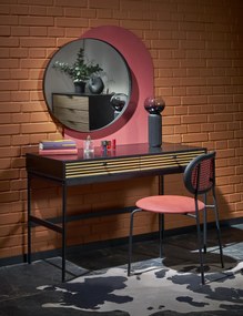 PATINA lustro ścienne szczotkowana czarna rama loft nowoczesne fi.70 cm