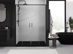 Mexen Exo-S Duo drzwi prysznicowe podwójne rozsuwane 130 cm, transparent, czarne - 8152-130-000-70-00