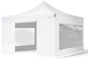 TOOLPORT 4x4 m Namiot Ekspresowy, PREMIUM Stal 40mm, ze ścianami bocznymi, okna panoramiczne, biały - (600130)