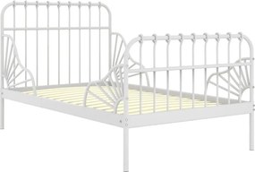Białe metalowe łóżko rosnące z dzieckiem rozsuwane 80x130/200 cm K9-T61