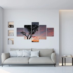 Obraz - Drzewo i czerwonawe odcienie (125x70 cm)