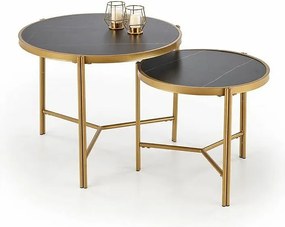 Zestaw 2 stolików FATIMA czarny marmur/złoty