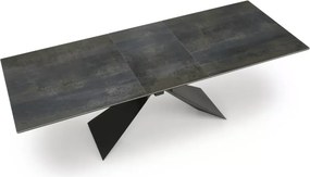 Prostokątny stół Sorrento rozkładany 180-230 cm, blat ceramiczny z niebieskiego marmuru, nogi czarne metalowe