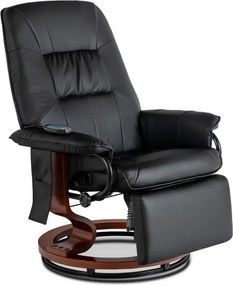 Fotel Masujący z Podnóżkiem WEST Czarny Ekoskóra Nowoczesny