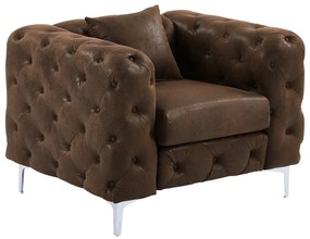 Fotel chesterfield z mikrofibry o wyglądzie postarzanej skóry EDWINA