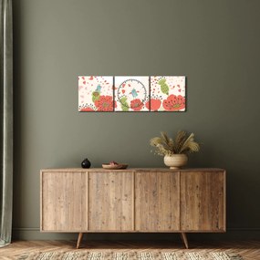 Obraz - Ptaszki na kwitnącej łące (z zegarem) (90x30 cm)
