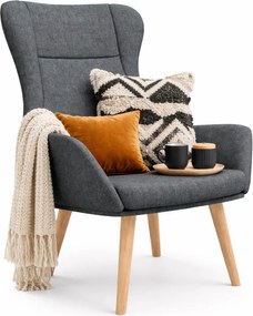 Ciemnoszary tapicerowany fotel wypoczynkowy D9-P93