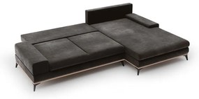 Ciemnobrązowy rozkładany narożnik z aksamitnym obiciem Windsor &amp; Co Sofas Astre, prawostronny