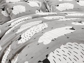 PrzytulneMieszkanie.pl PrzytulneMieszkanie.pl Bawełniana pościel WHITE SHEEPS szara Rozmiar pościeli: 70 x 90 cm | 140 x 220 cm