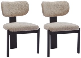 Zestaw 2 krzeseł z bukli i drewna kauczukowego - Taupe i Czarny - WILANA