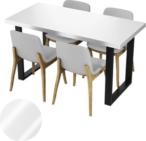 Stół Kuchenny Do Jadalni Loft Kolory Biały Połysk Czarne Nogi