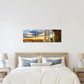 Obraz - Wodospad (z zegarem) (90x30 cm)