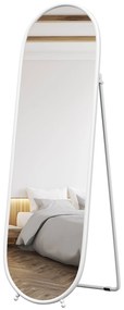 HOMCOM Lustra całociałowe, owalne, samodzielnie stojące, z ramką metalową, 40x160 cm, Kolor: Biały
