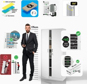 Szafa biurowa na dokumenty Jan Compact 80x40x175 cm, kolor biały