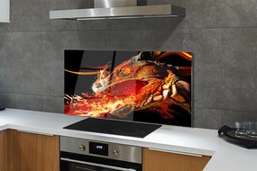 Szklany Panel Smok Zionący Żywym Ogniem