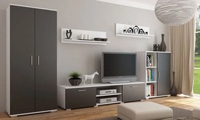 Zestaw mebli do salonu z szafą Armo 4X - biały + czarny