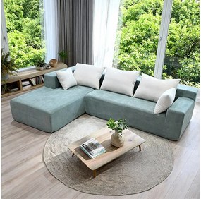 Coco Living Sofa do salonu Luna 3-osobowa – szałwia biały lewa