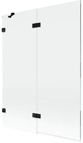 Mexen Lunar parawan nawannowy 2-skrzydłowy lewy 130 x 150 cm, transparent, czarny - 897-130-100-70-00-L