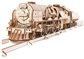 Ugears - 3D drewniane puzzle mechaniczne V-Express lokomotywa parowa z tenderem