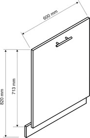 Front kuchenny z uchwytem do zabudowy zmywarki biały - Pergio 28X 60 cm