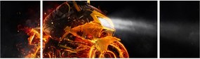Obraz - Motocyklista z płomieniami (170x50 cm)