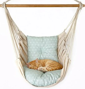 Huśtawka hamak na taras z poduszkami niebieski + biały M3-P91