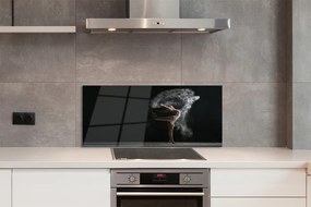 Panel szklany do Kuchni Kobieta w Oparach Dymu