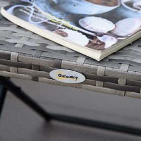 Outsunny Stolik z Technorattanu Składany Szary Metalowy Stół Ogrodowy Praktyczne i Stylowe Meble | Aosom PL