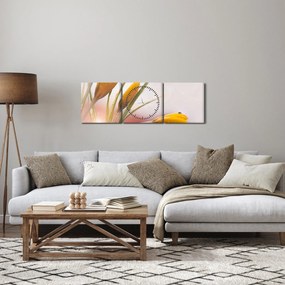 Obraz - Wiosenne kwiaty (z zegarem) (90x30 cm)