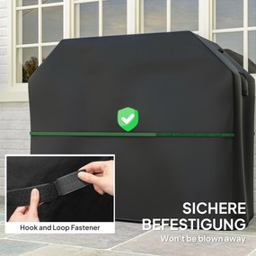 Outsunny Pokrowiec na Grilla z Rzepami Wodoodporny Czarny, 147 x 61 x 122cm