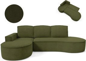 Narożnik MOLLY Lewostronny z funkcją spania, wolnostojący tkanina CURIO 39 Zielony
