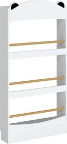 AIYAPLAY Regał na książki dla dzieci, montowany na ścianie regał dziecięcy z 4 poziomami, regał ścienny w kształcie misia, 50 x 15 x 97 cm Biały | Aosom PL