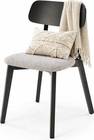 Drewniane tapicerowane krzesło czarny + popiel L0-F97