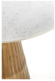 Biało-brązowy okrągły stół z blatem w dekorze marmuru ø 100 cm Leyda – Light &amp; Living